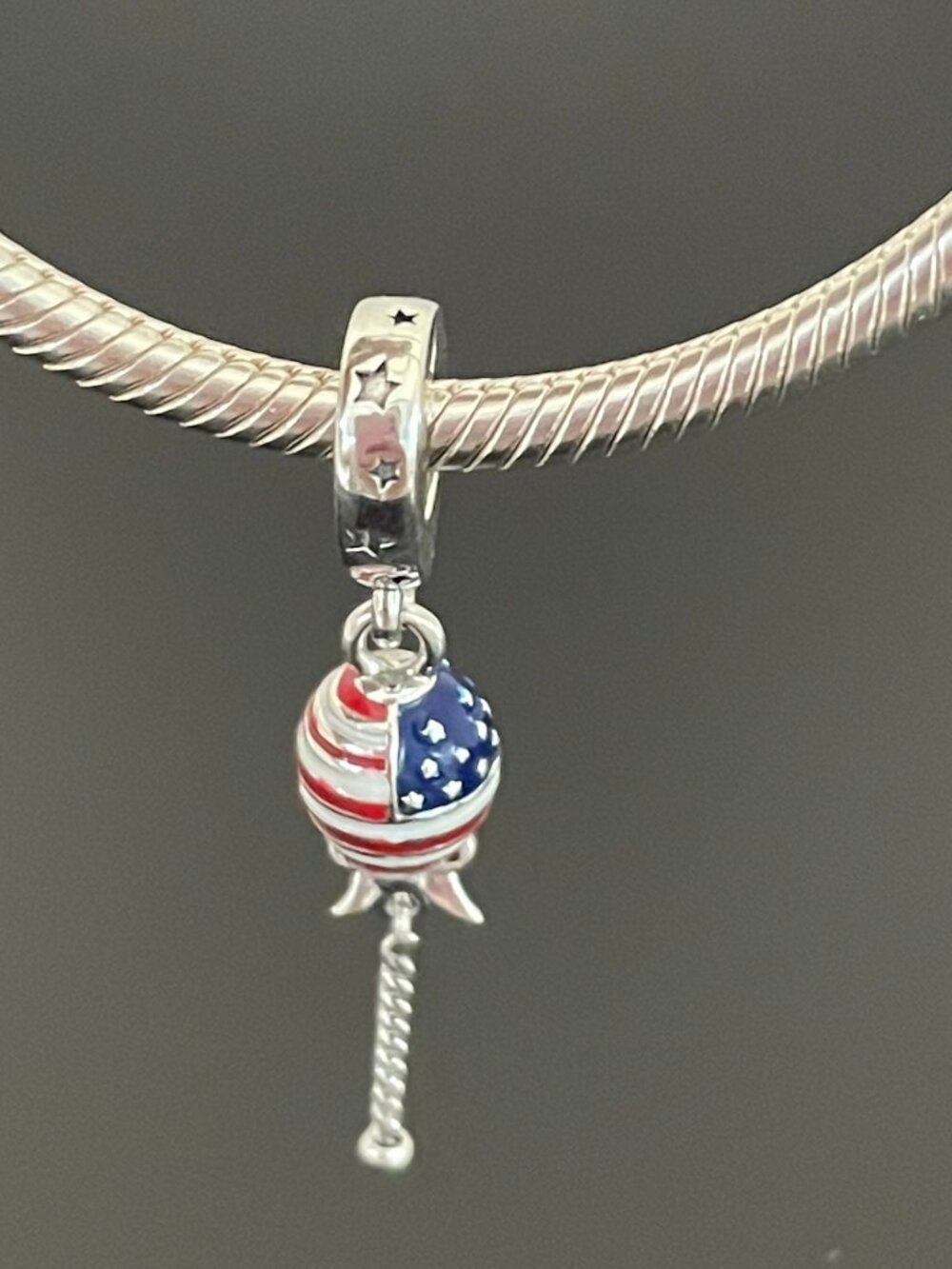 Authentic Pandora Stars, Stripes & Bow Balloon Dangle Charm